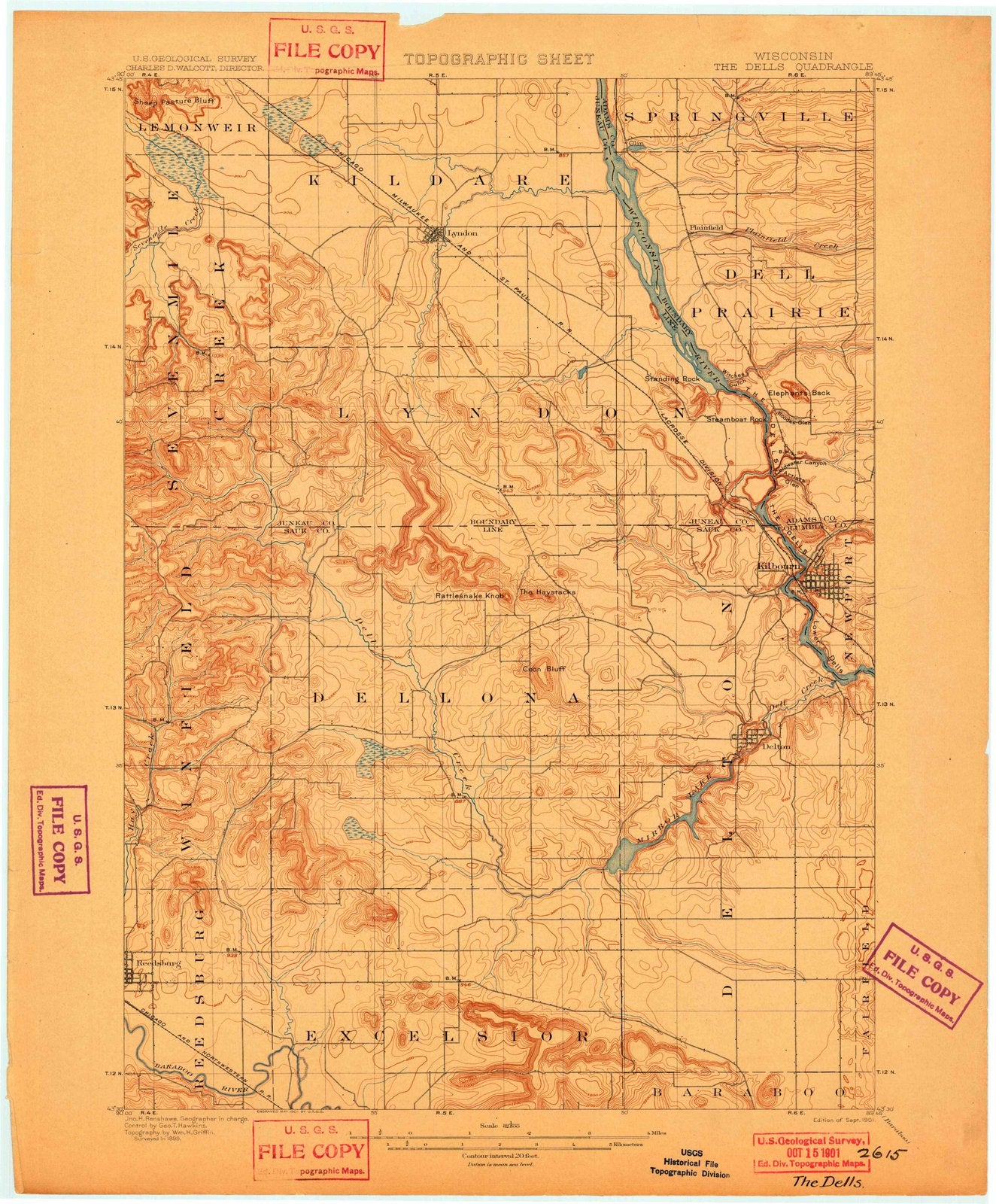1901 Theells, WI - Wisconsin - USGS Topographic Map
