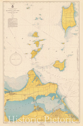 Historic Nautical Map - Islands In Lake Erie Including Sandusky Bay Ohio, 1946 NOAA Chart - Ohio (OH) - Vintage Wall Art