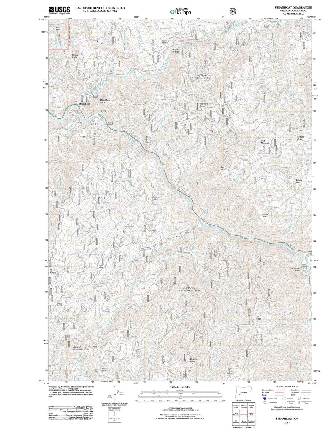 2011 Steamboat, OR - Oregon - USGS Topographic Map