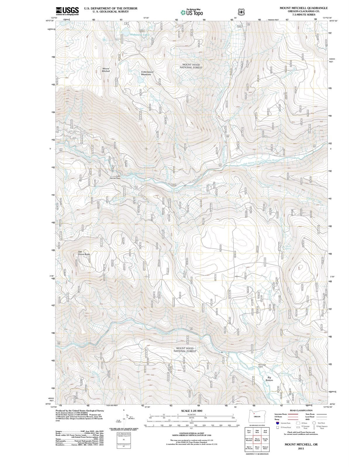 2011 Mount Mitchell, OR - Oregon - USGS Topographic Map