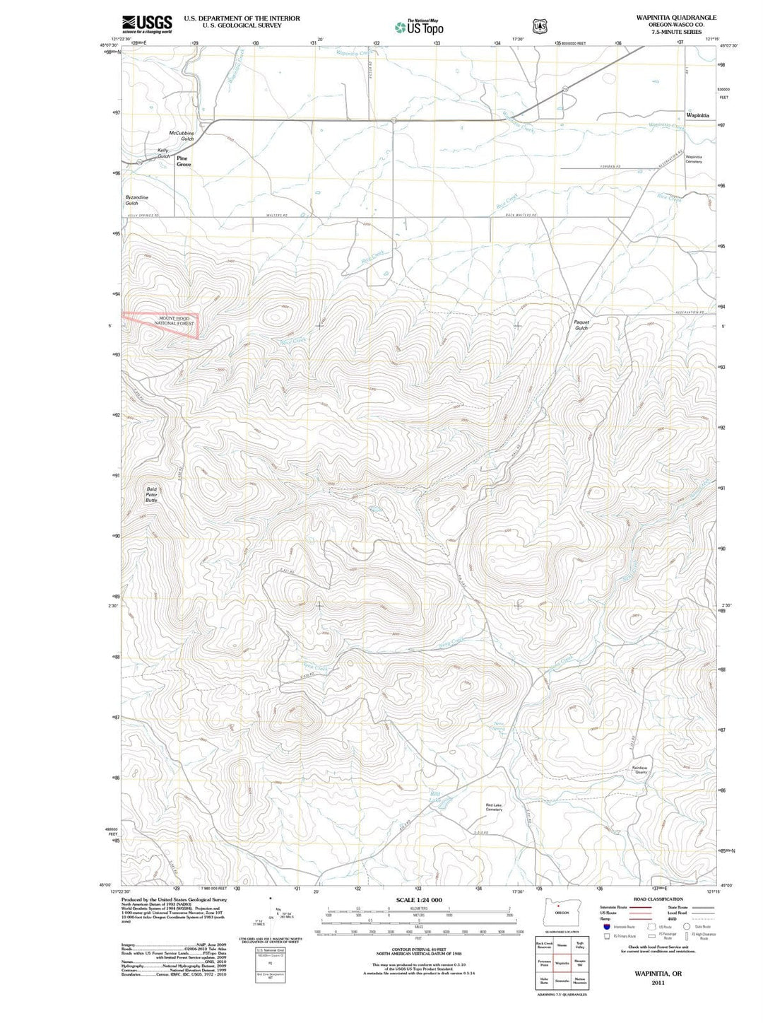 2011 Wapinitia, OR - Oregon - USGS Topographic Map