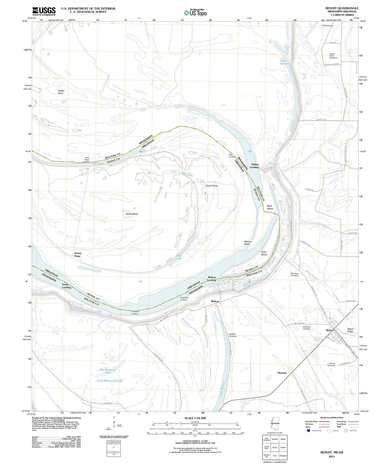 2011 Benoit, MS - Mississippi - USGS Topographic Map