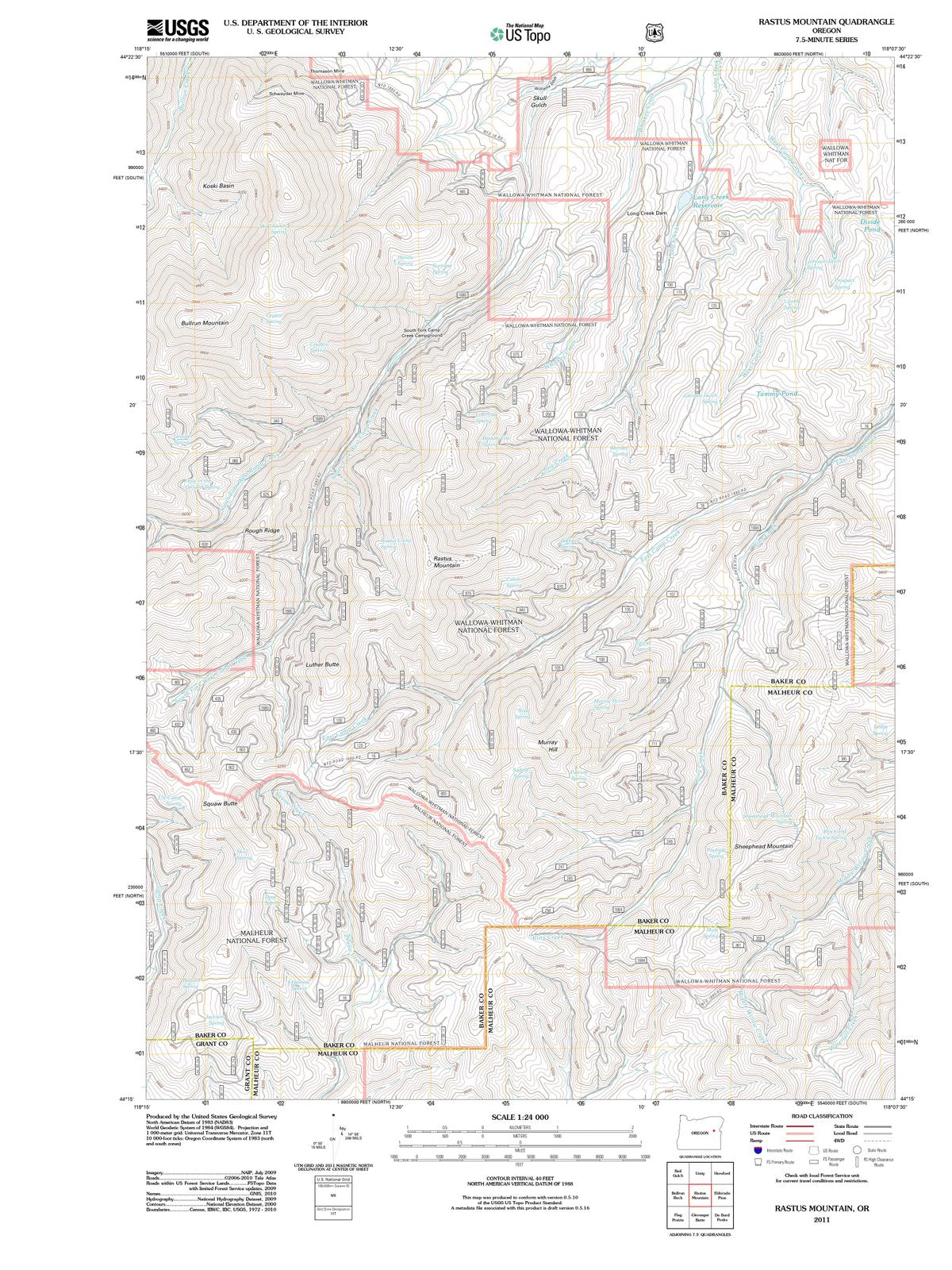 2011 Rastus Mountain, OR - Oregon - USGS Topographic Map