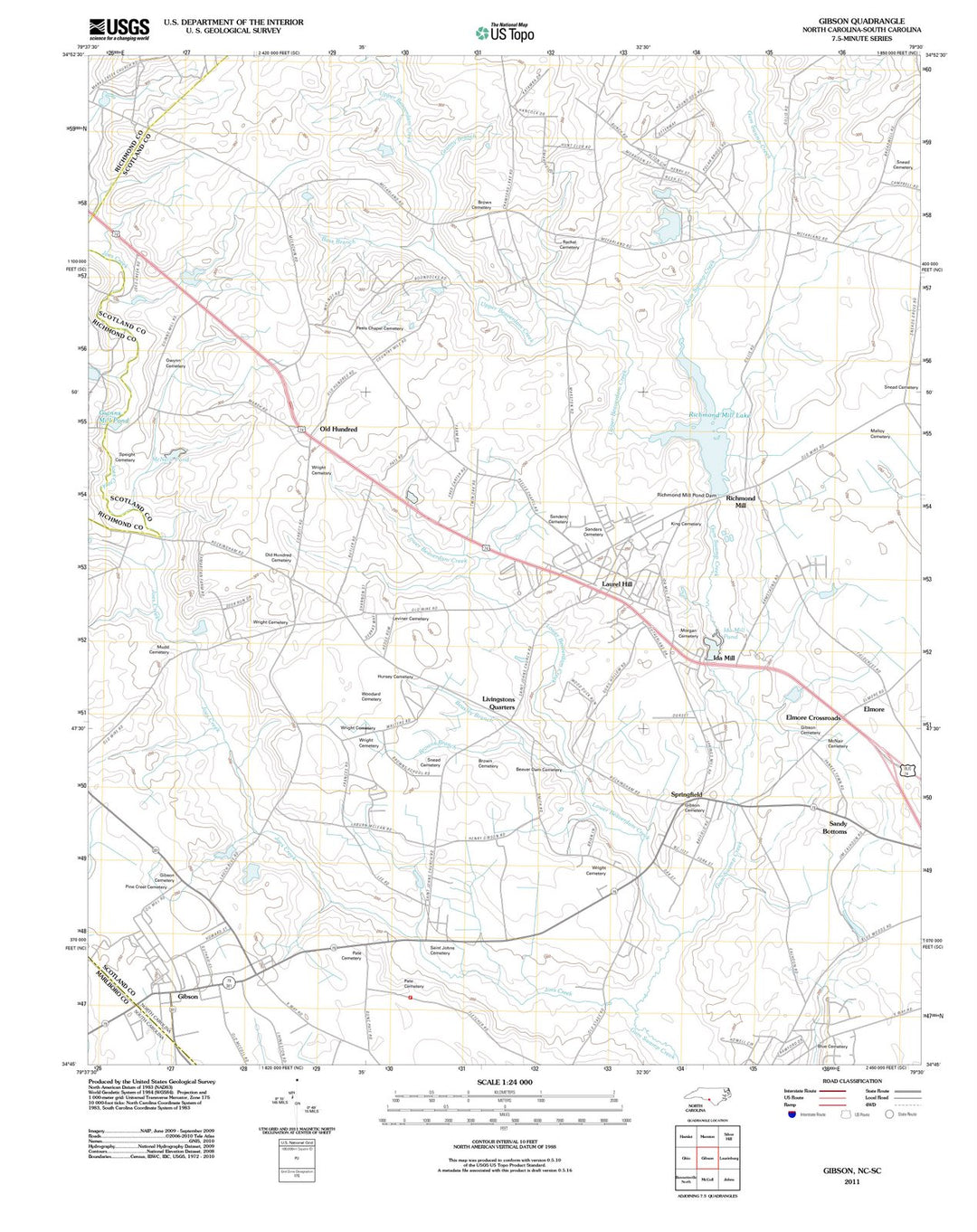 2011 Gibson, NC - North Carolina - USGS Topographic Map