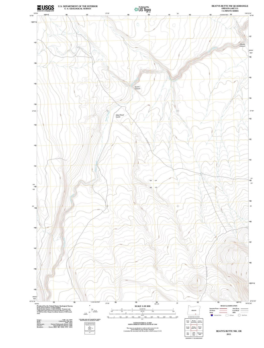 2011 Beatys Butte, OR - Oregon - USGS Topographic Map
