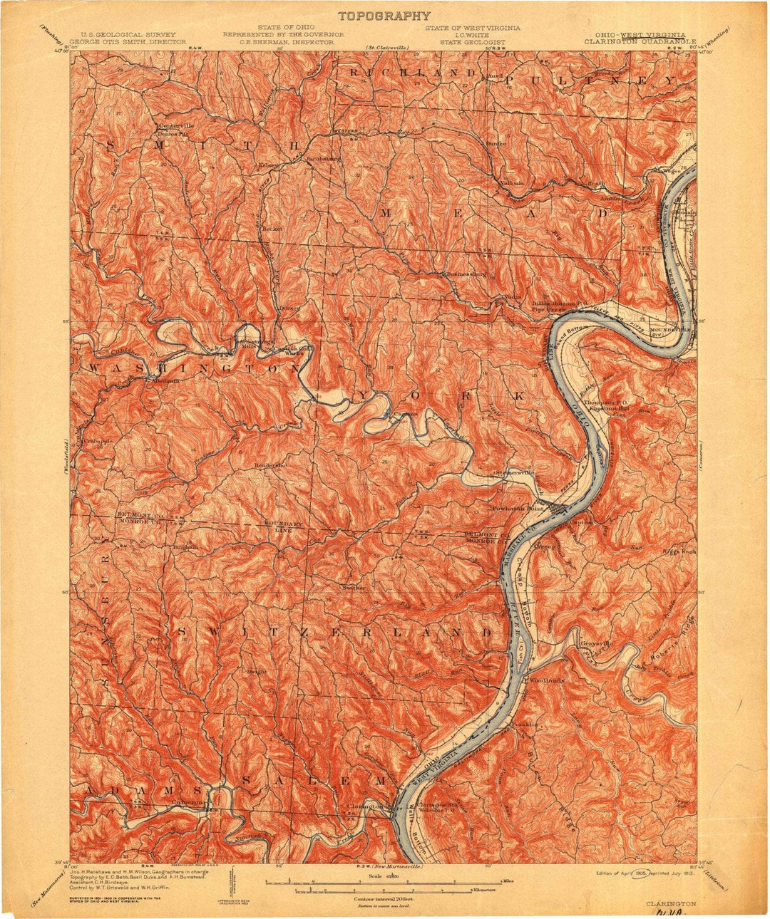 1905 Clarington, WV - West Virginia - USGS Topographic Map