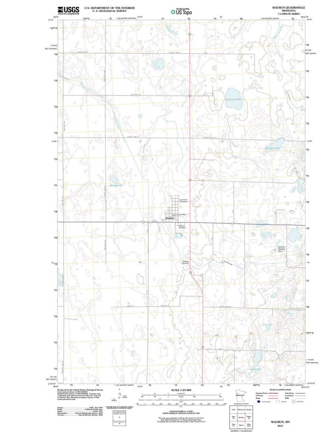 2011 Waubun, MN - Minnesota - USGS Topographic Map