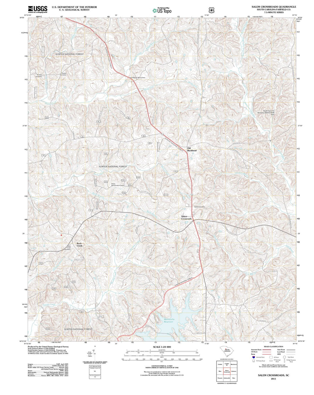 2011 Salem Crossroads, SC - South Carolina - USGS Topographic Map