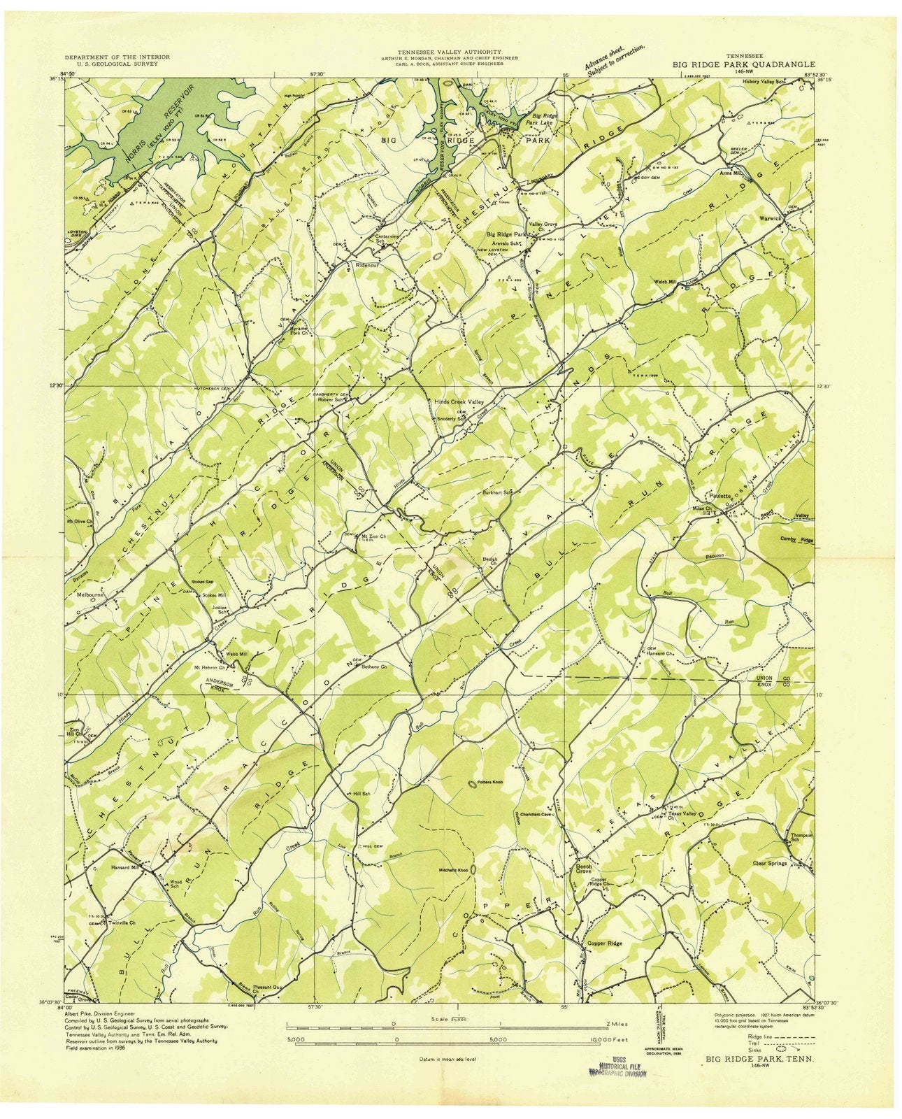 1936 Big Ridge Park, TN - Tennessee - USGS Topographic Map