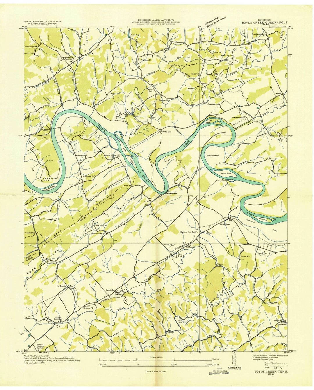 1935 Boyds Creek, TN - Tennessee - USGS Topographic Map