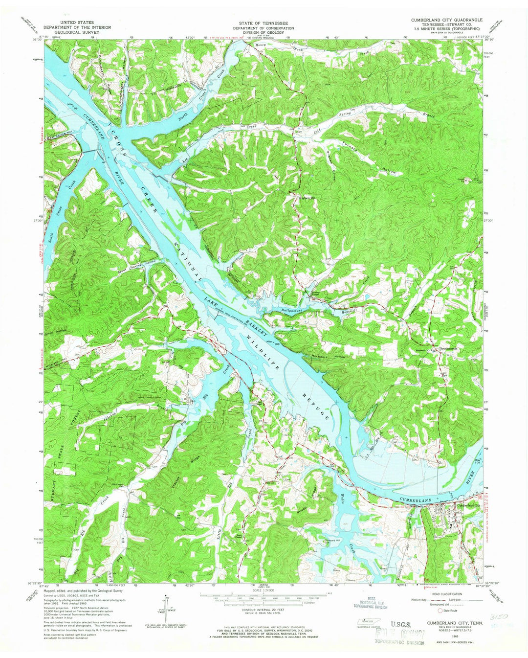 1965 Cumberland City, TN - Tennessee - USGS Topographic Map