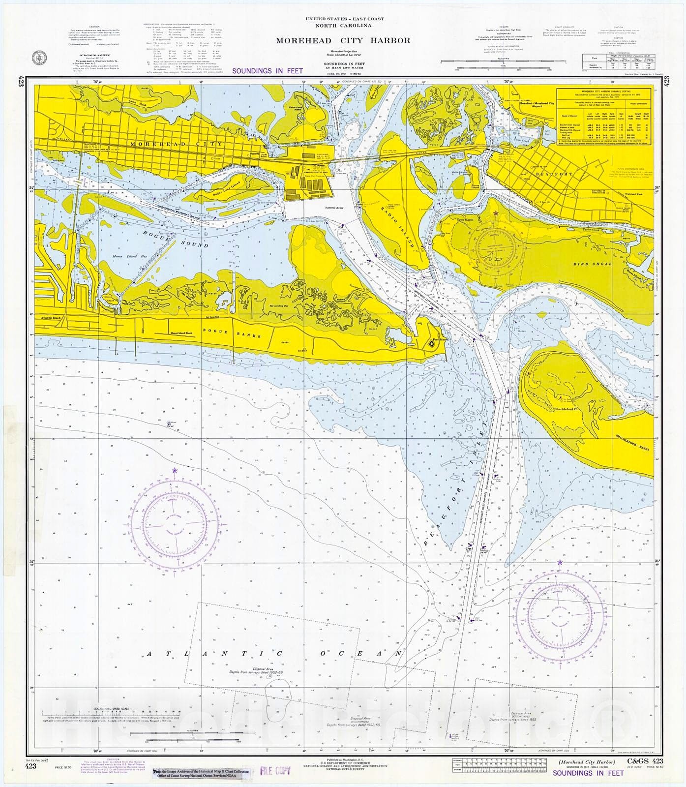 Morehead City Harbor 1972 Nautical Chart Print Historic Pictoric