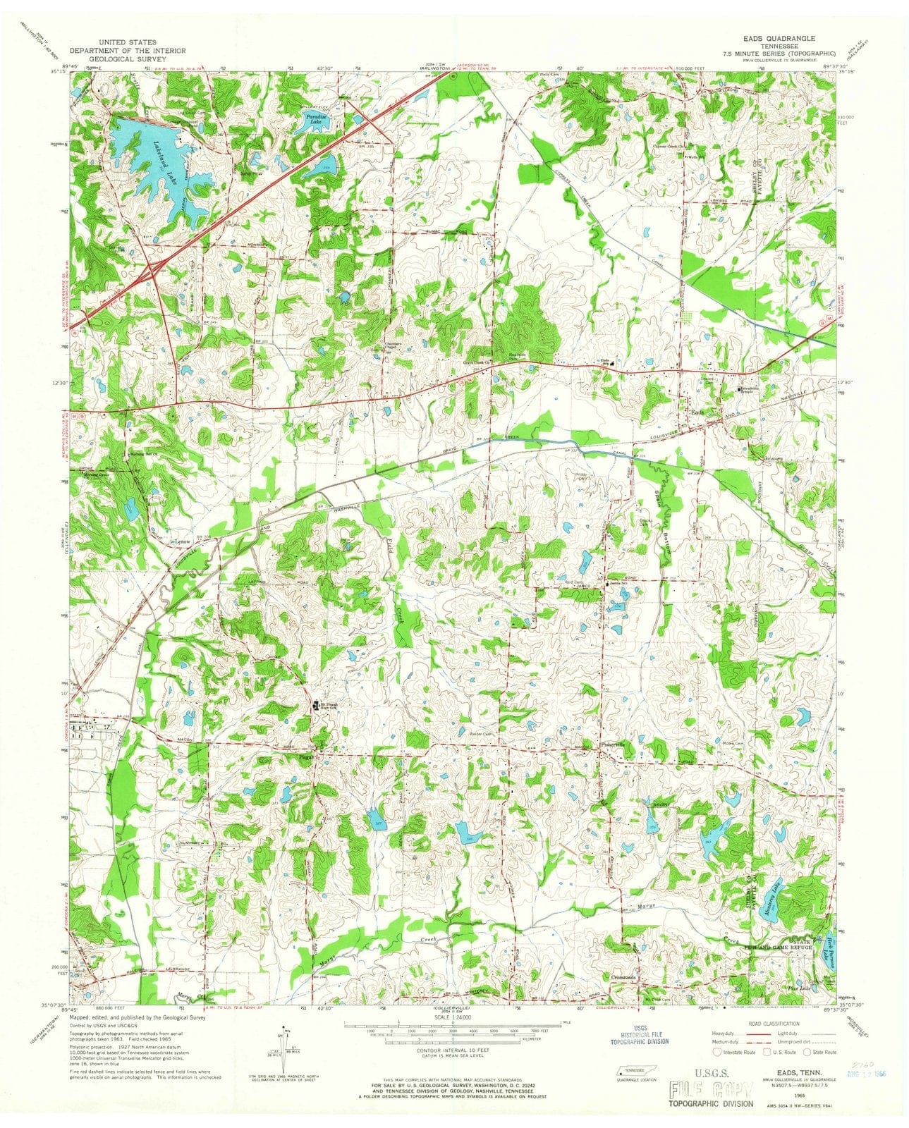 1965 EADS, TN - Tennessee - USGS Topographic Map