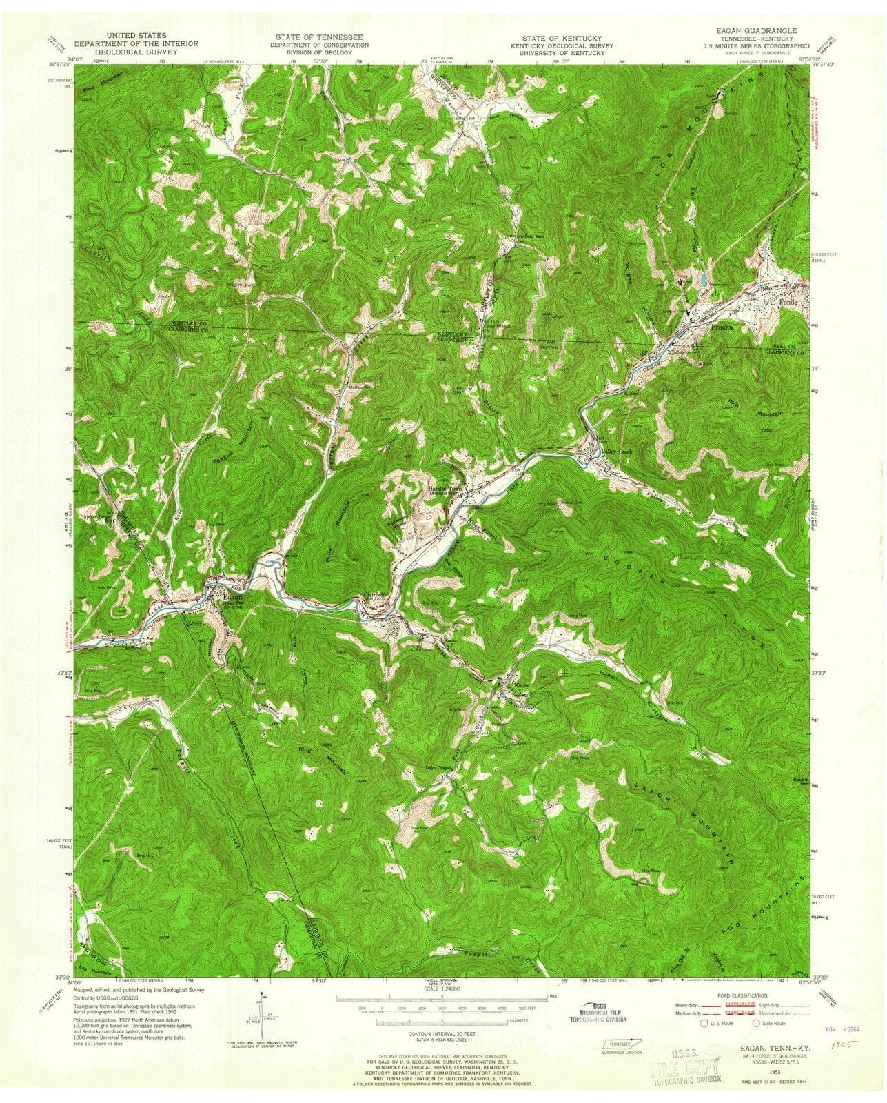 1953 Eagan, TN - Tennessee - USGS Topographic Map