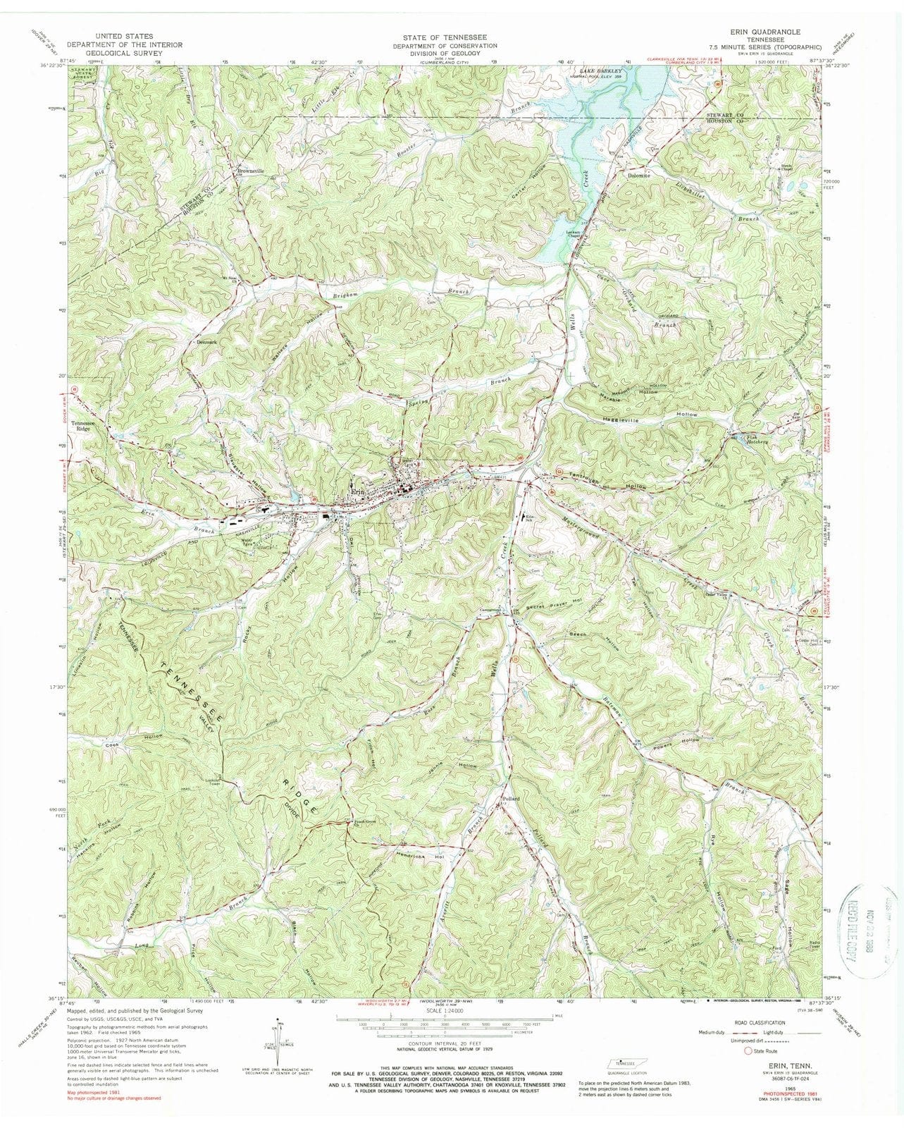 1965 Erin, TN - Tennessee - USGS Topographic Map