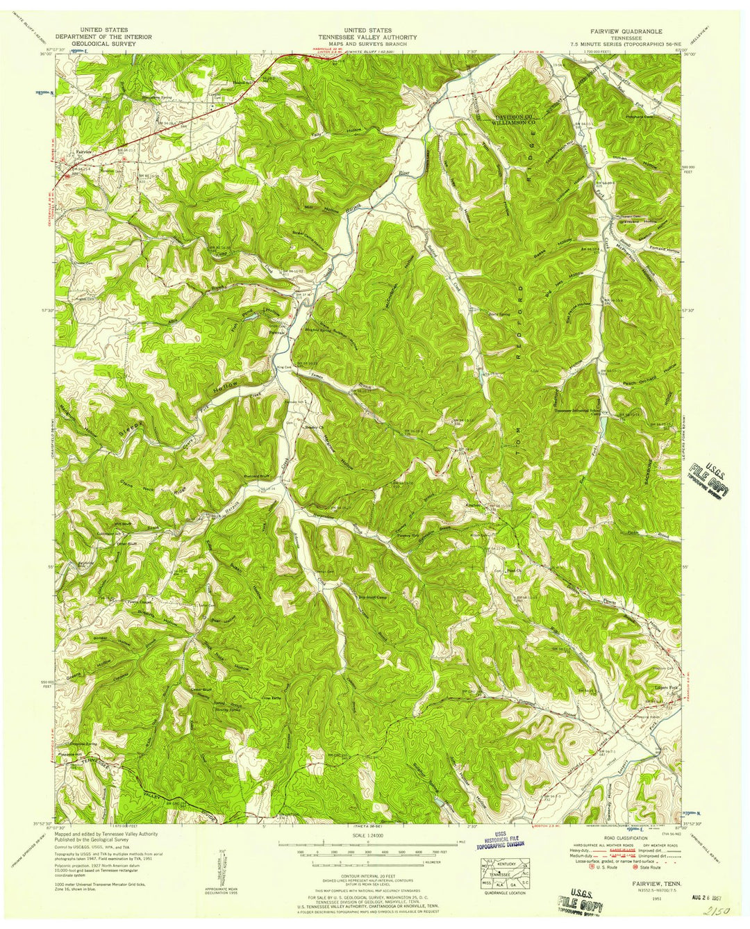 1951 Fairview, TN - Tennessee - USGS Topographic Map