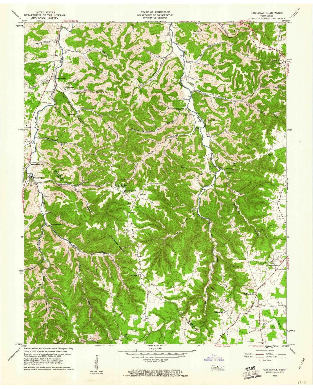 1960 Gassaway, TN - Tennessee - USGS Topographic Map