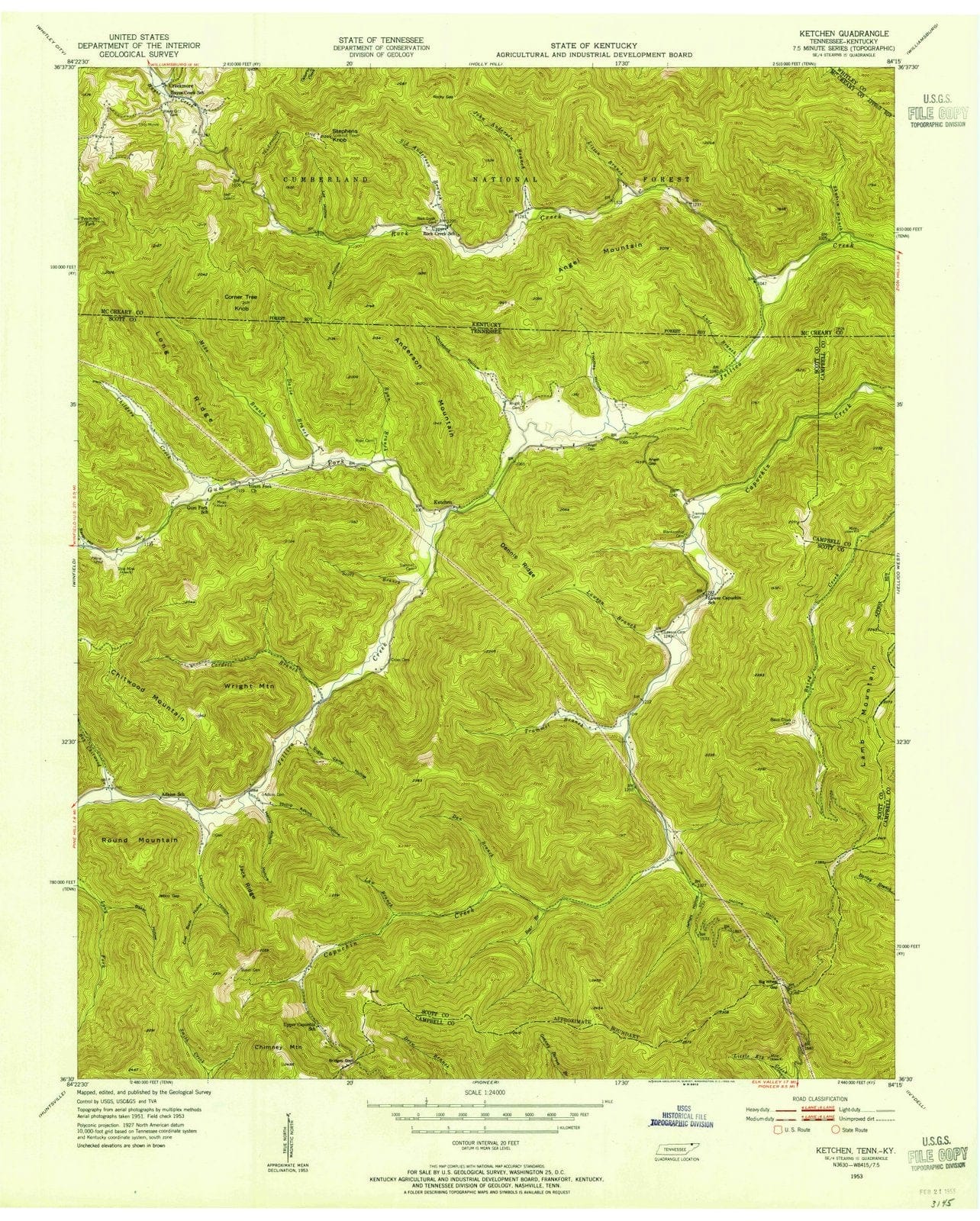 1953 Ketchen, TN - Tennessee - USGS Topographic Map