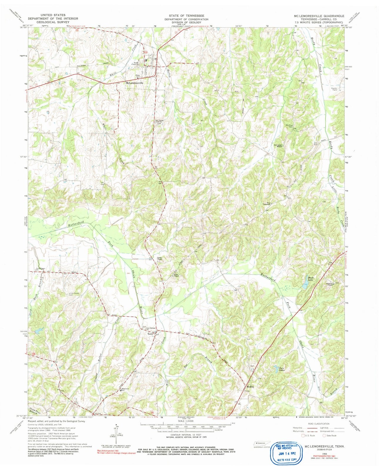 1966 Mc Lemoresville, TN - Tennessee - USGS Topographic Map