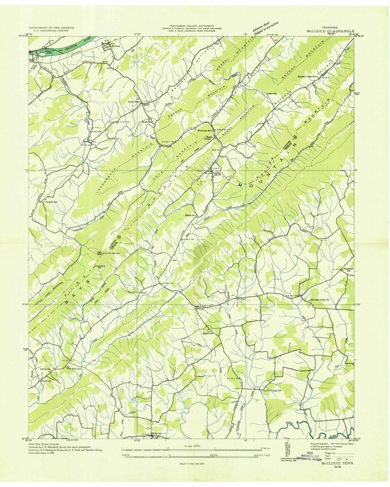 1935 McCloud, TN - Tennessee - USGS Topographic Map
