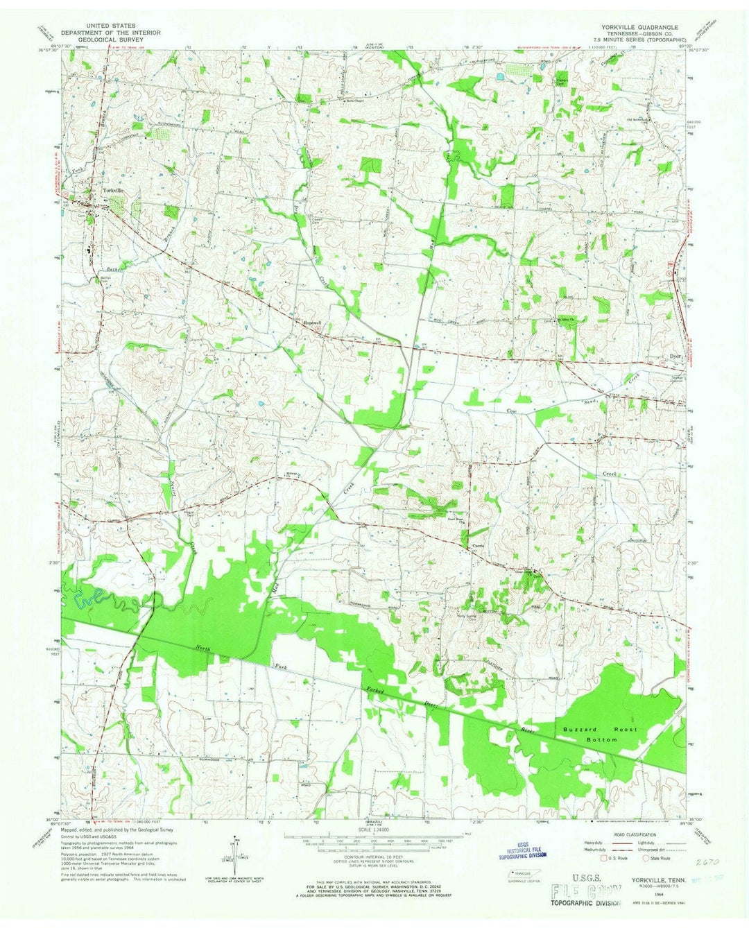 1964 Yorkville, TN - Tennessee - USGS Topographic Map