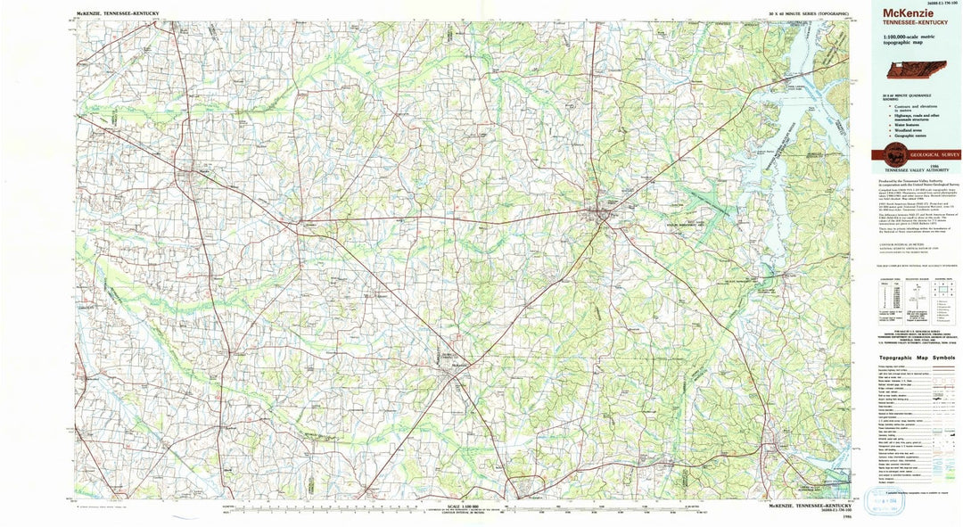 1986 McKenzie, TN - Tennessee - USGS Topographic Map