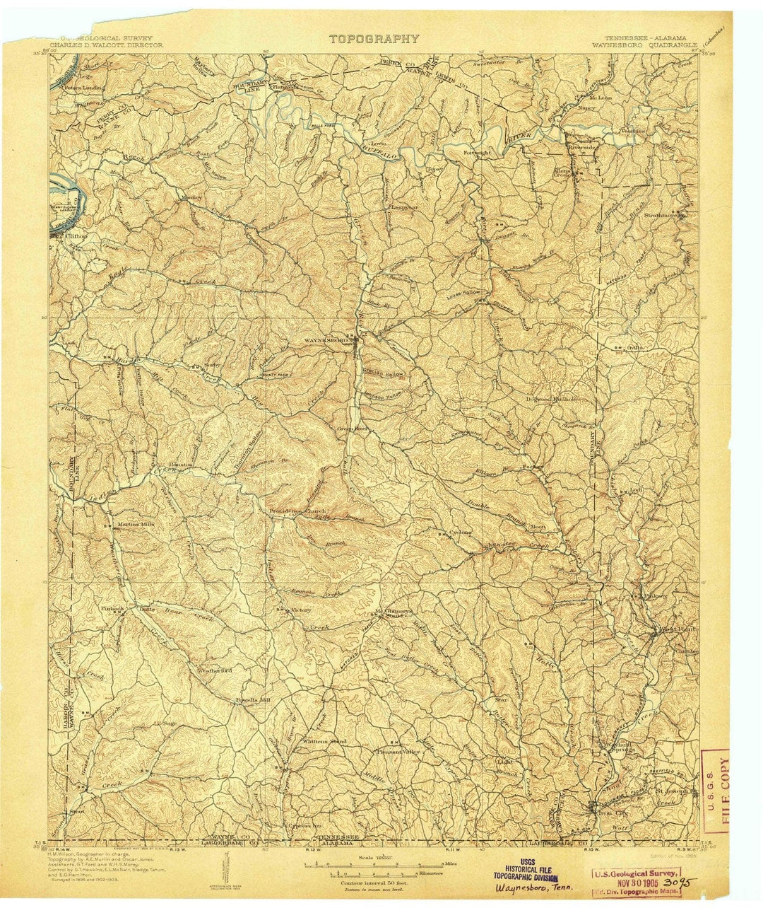 1905 Waynesboro, TN - Tennessee - USGS Topographic Map
