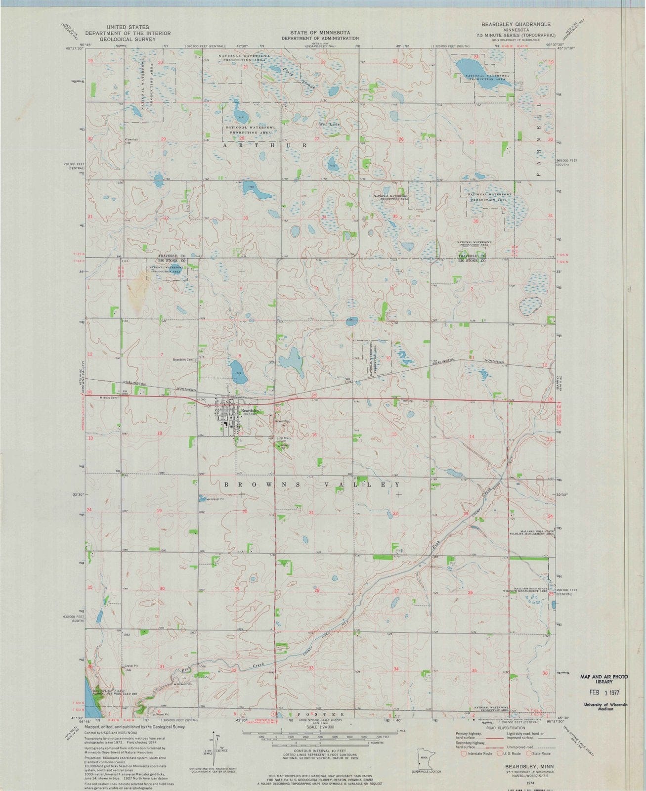 1974 Beardsley, MN - Minnesota - USGS Topographic Map