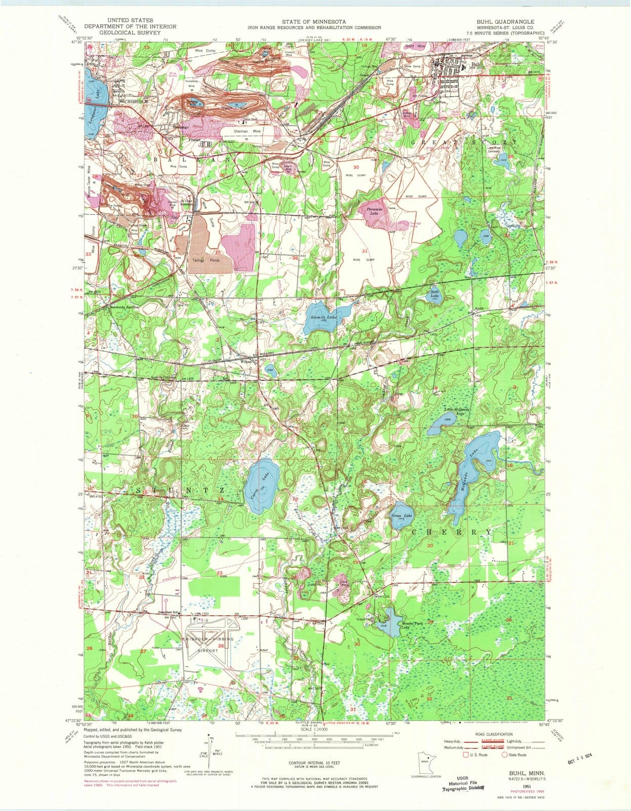 1951 Buhl, MN - Minnesota - USGS Topographic Map