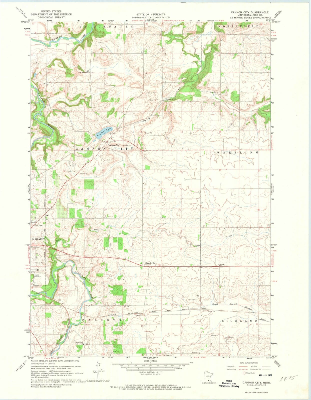 1960 Cannon City, MN - Minnesota - USGS Topographic Map