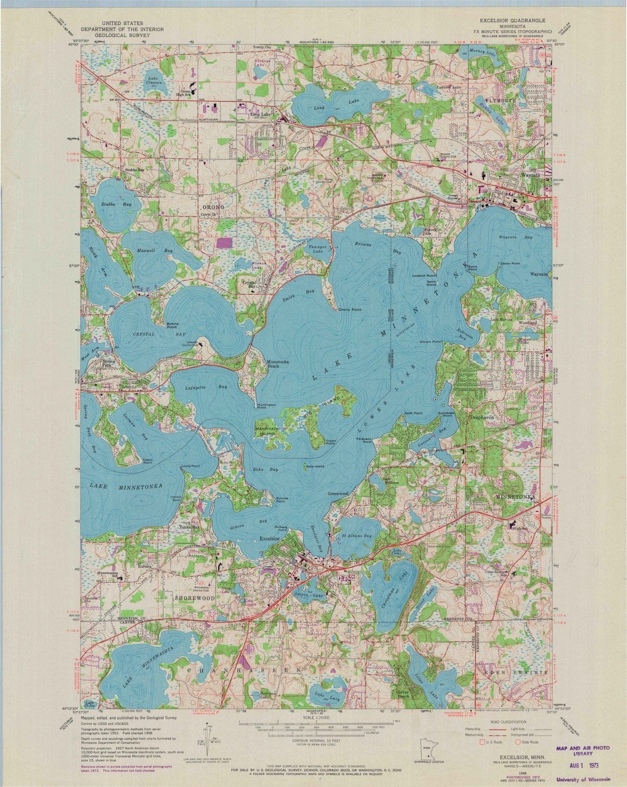 1958 Excelsior, MN - Minnesota - USGS Topographic Map