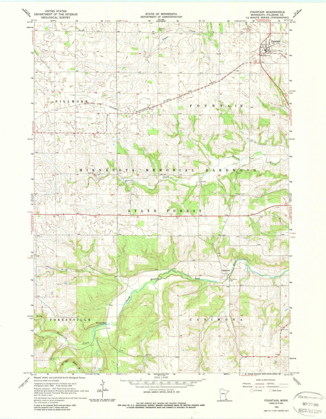 1965 Fountain, MN - Minnesota - USGS Topographic Map