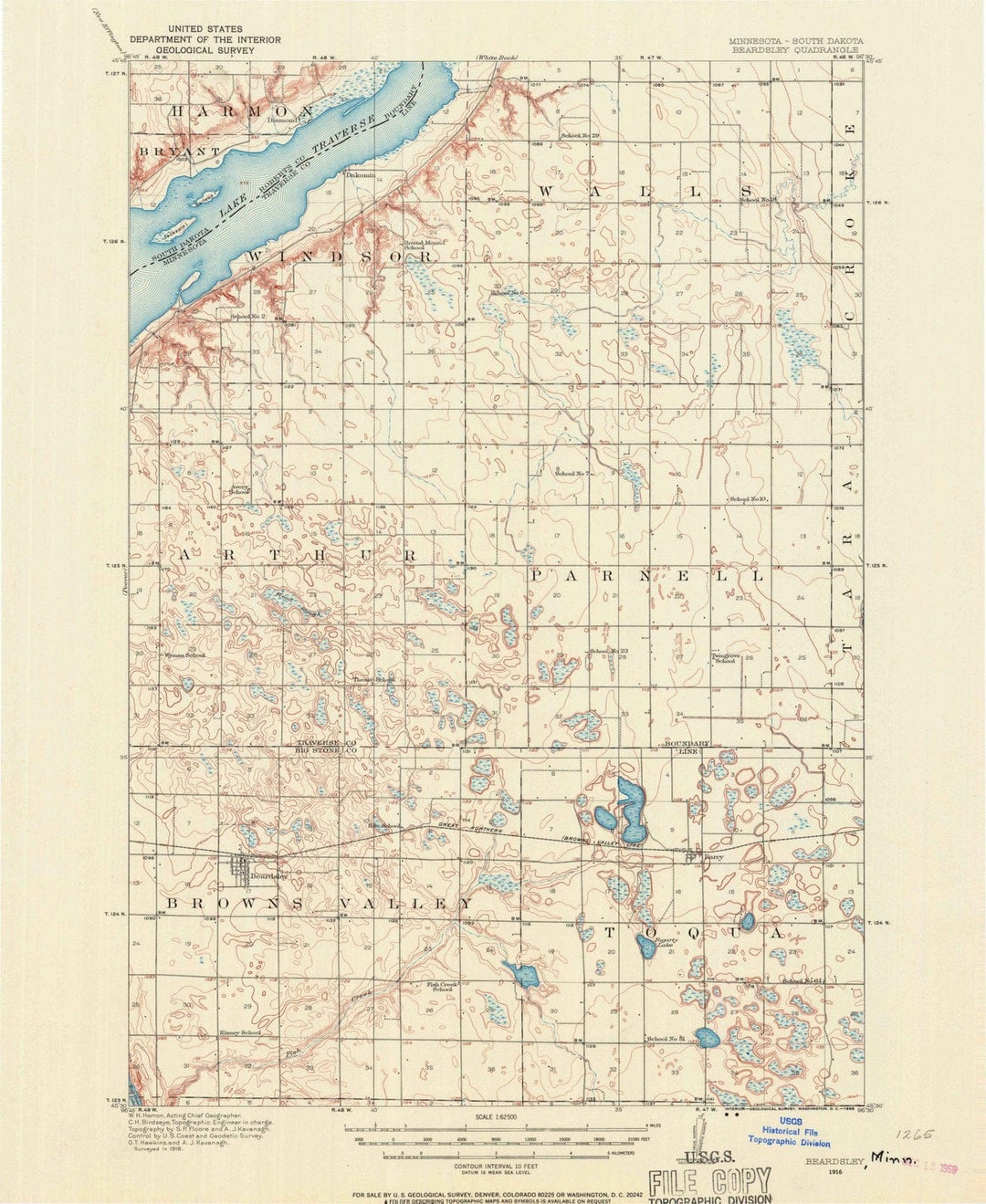 1916 Beardsley, MN - Minnesota - USGS Topographic Map