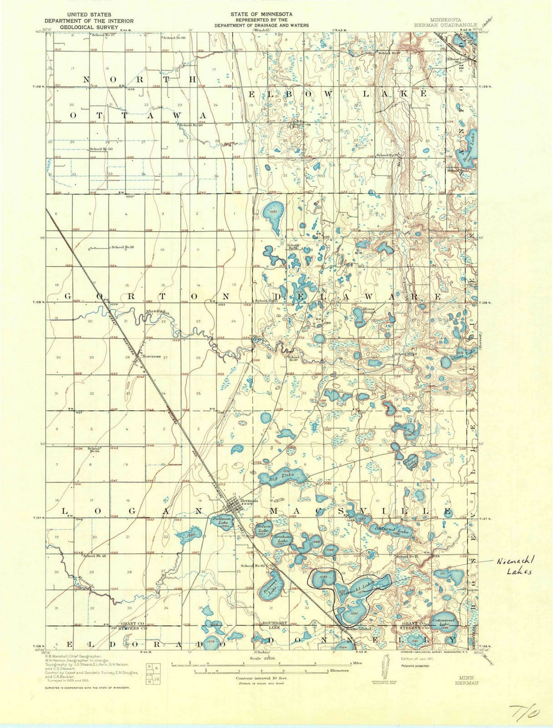 1911 Herman, MN - Minnesota - USGS Topographic Map