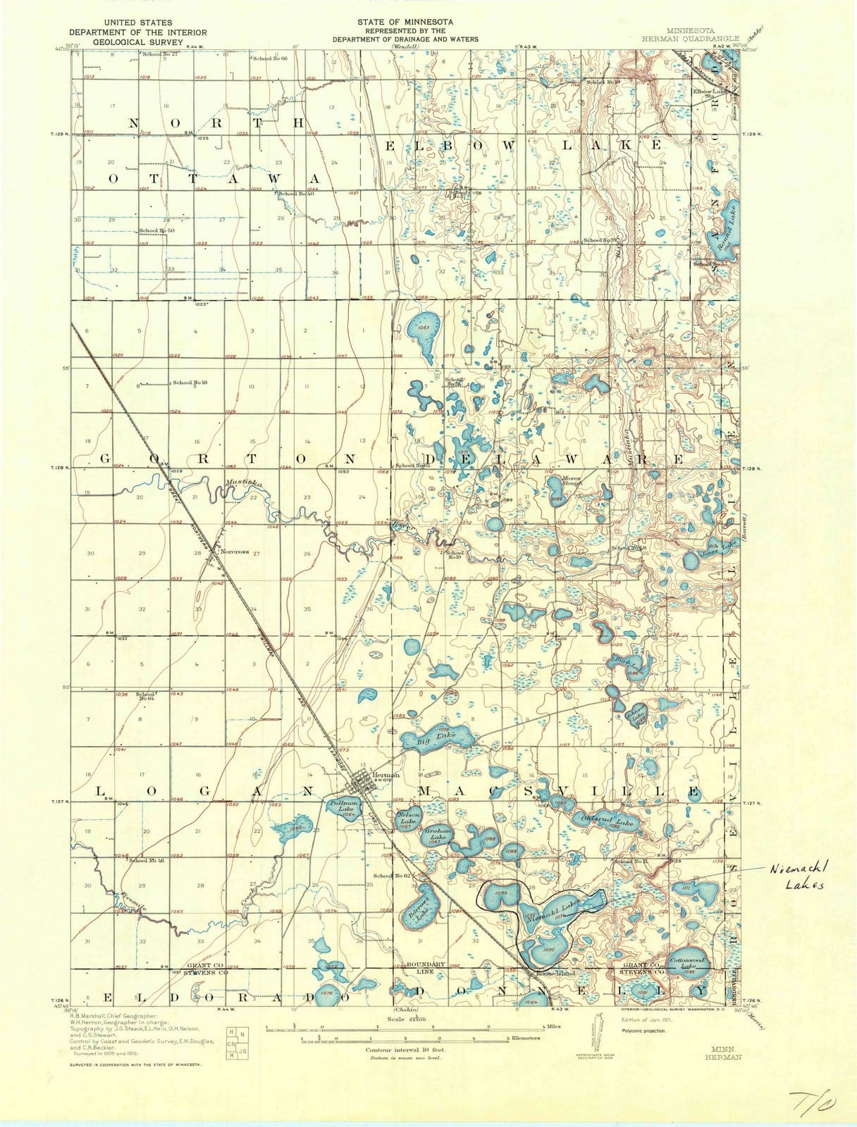 1911 Herman, MN - Minnesota - USGS Topographic Map