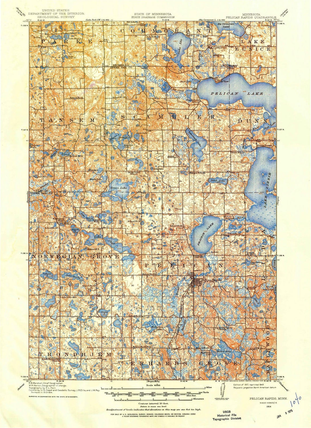 1914 Pelican Rapids, MN - Minnesota - USGS Topographic Map