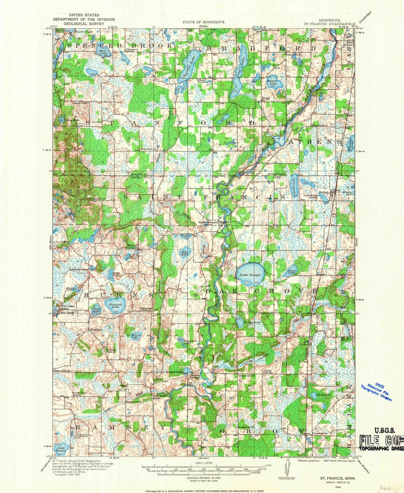1916 St. Francis, MN - Minnesota - USGS Topographic Map