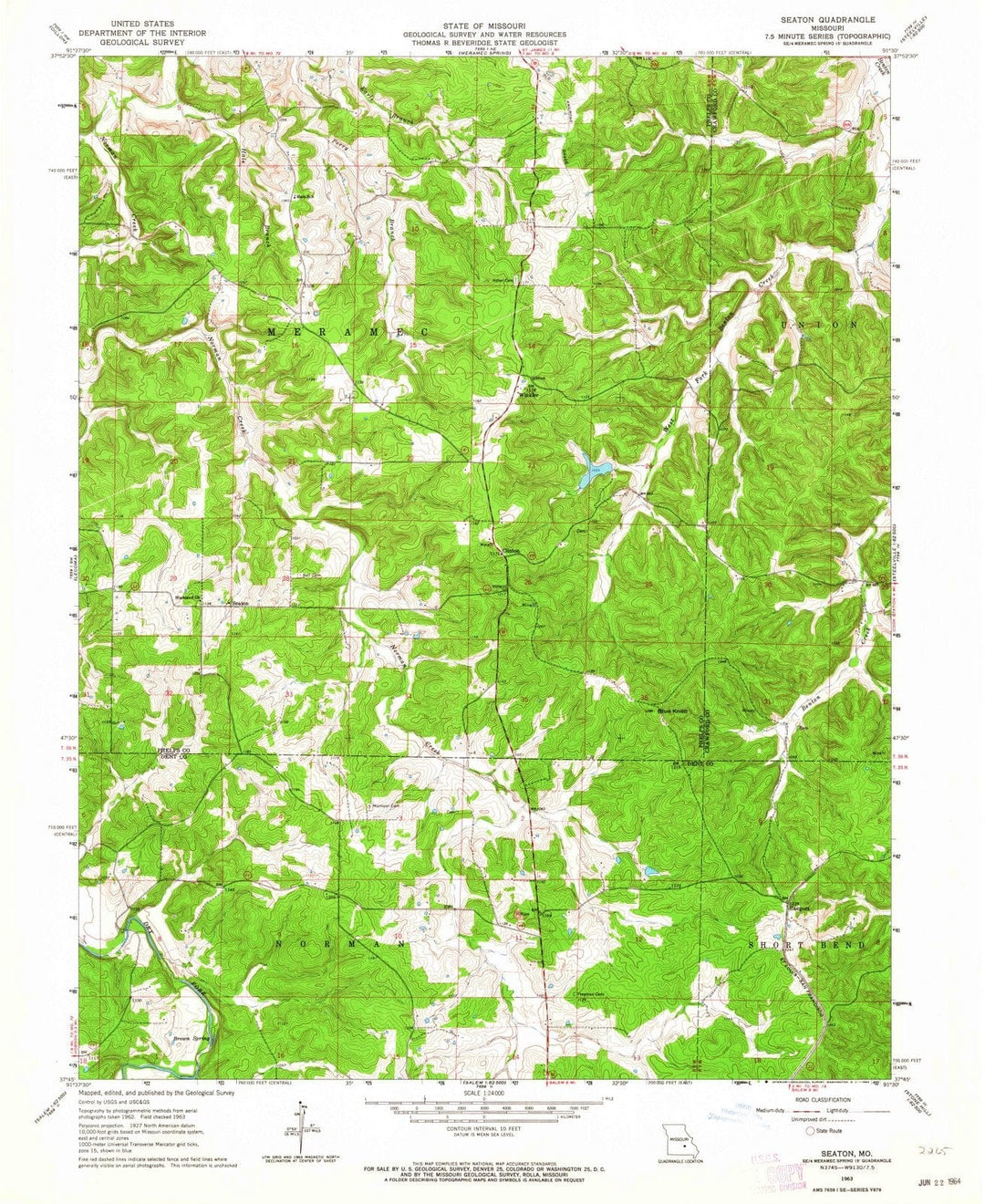 1963 Seaton, MO - Missouri - USGS Topographic Map