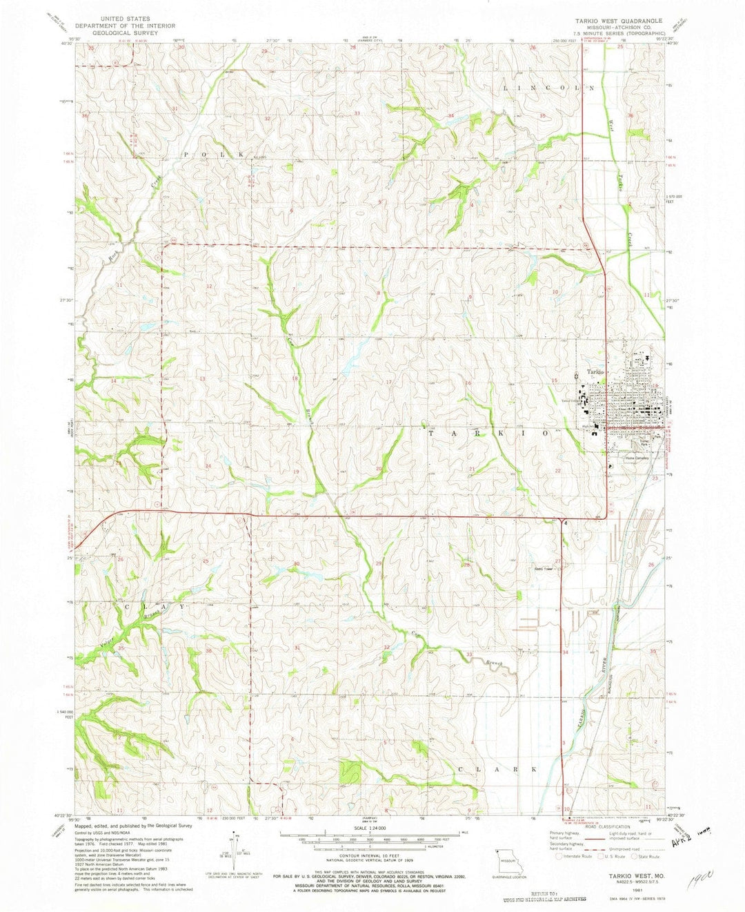 1981 Tarkio West, MO - Missouri - USGS Topographic Map – Historic Pictoric
