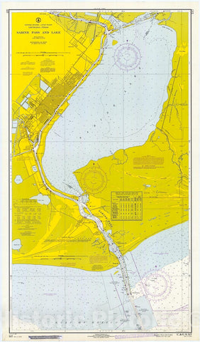 Historic Nautical Map - Sabine Pass And Lake, 1967 NOAA Chart - Louisiana, Texas (LA, TX) - Vintage Wall Art