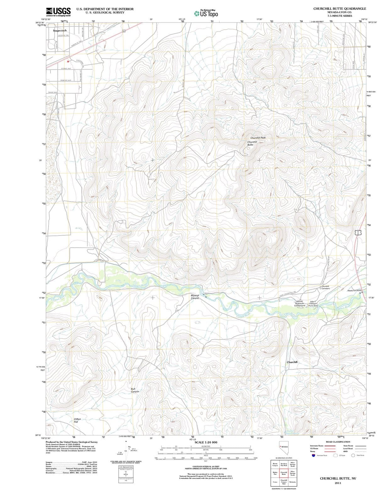 2011 Churchill Butte, NV - Nevada - USGS Topographic Map