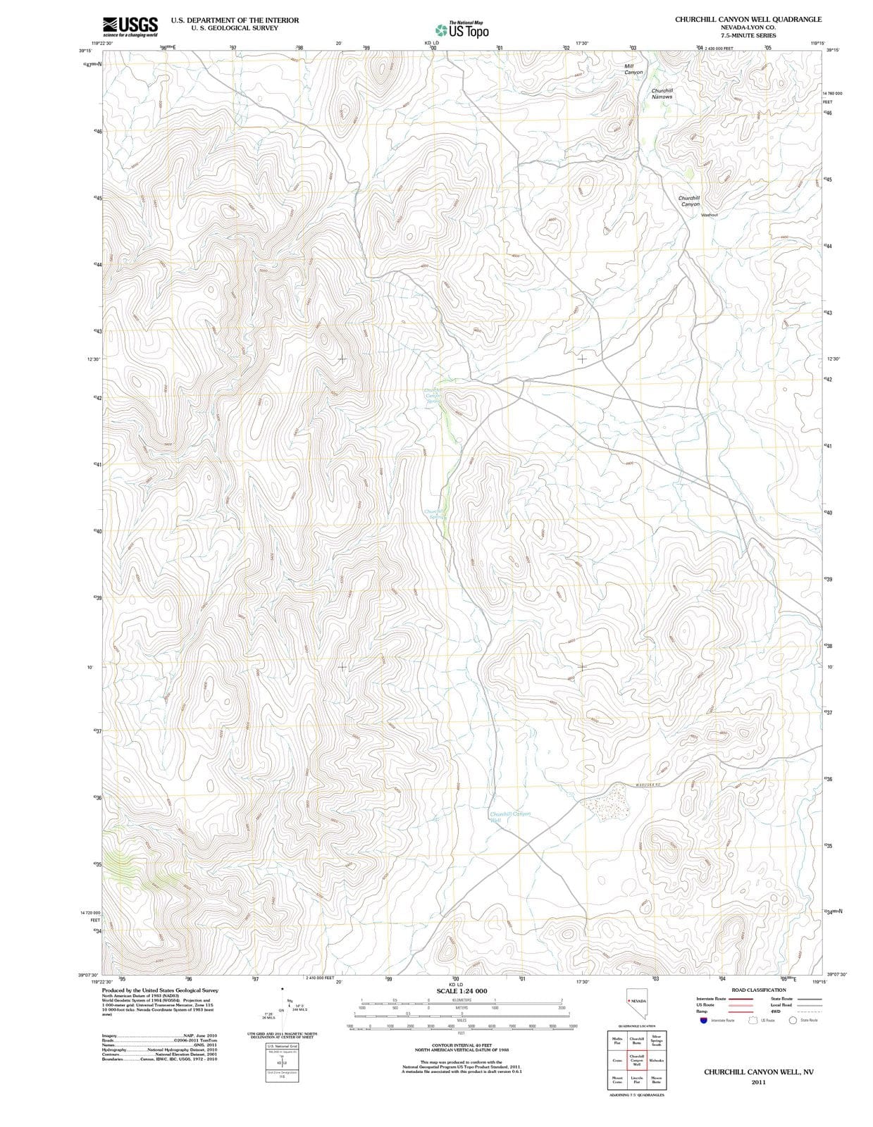 2011 Churchill Canyon Well, NV - Nevada - USGS Topographic Map