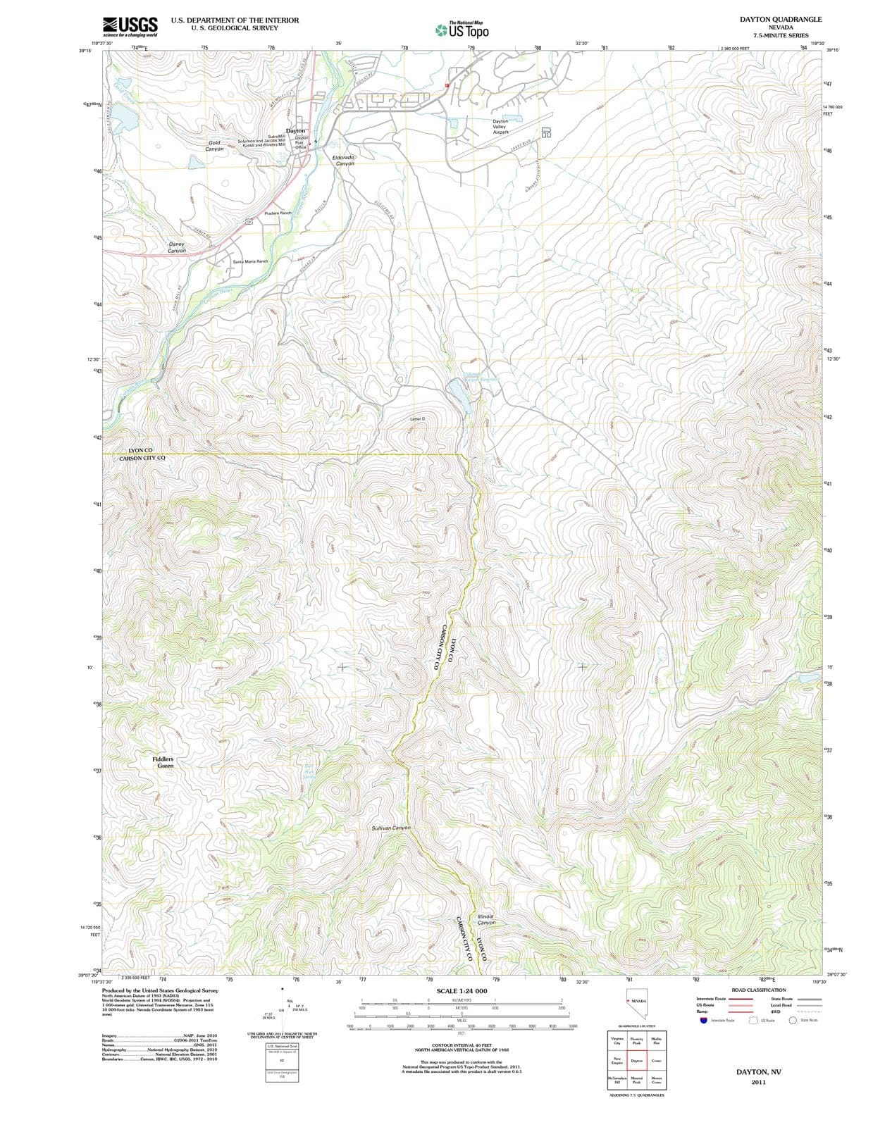 2011 Dayton, NV - Nevada - USGS Topographic Map