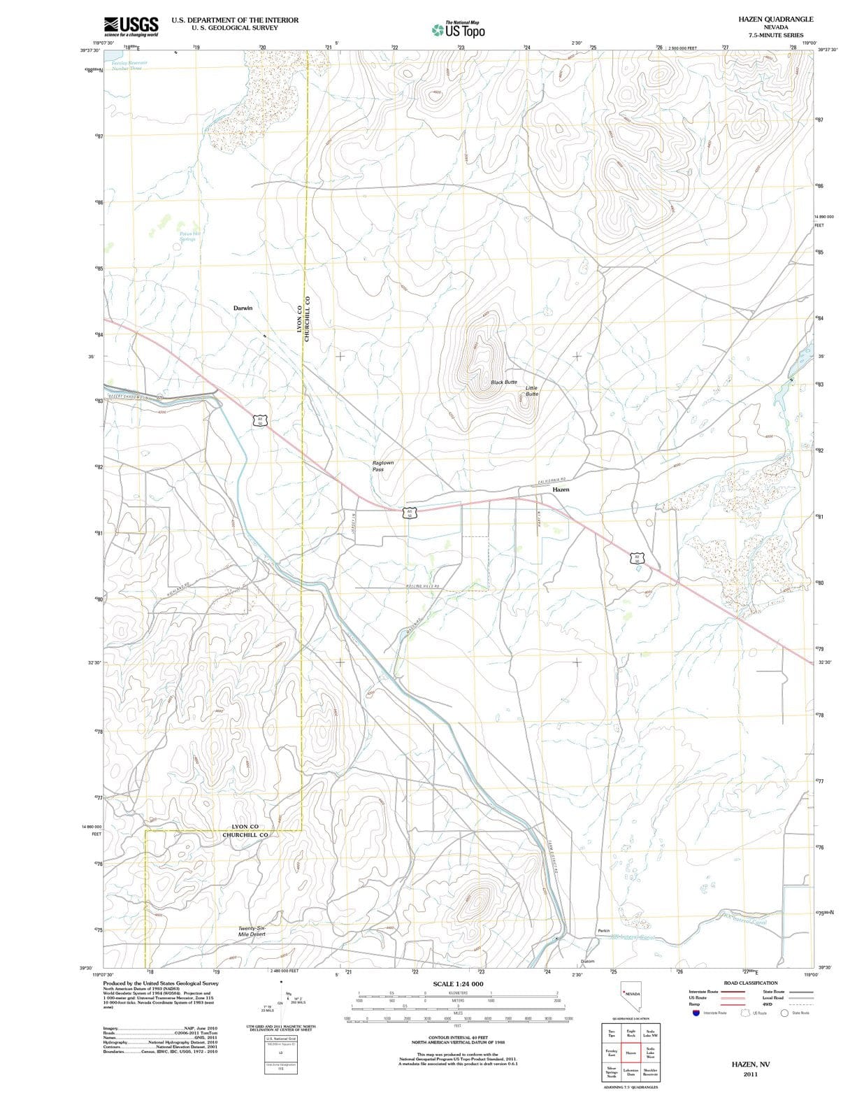 2011 Hazen, NV - Nevada - USGS Topographic Map