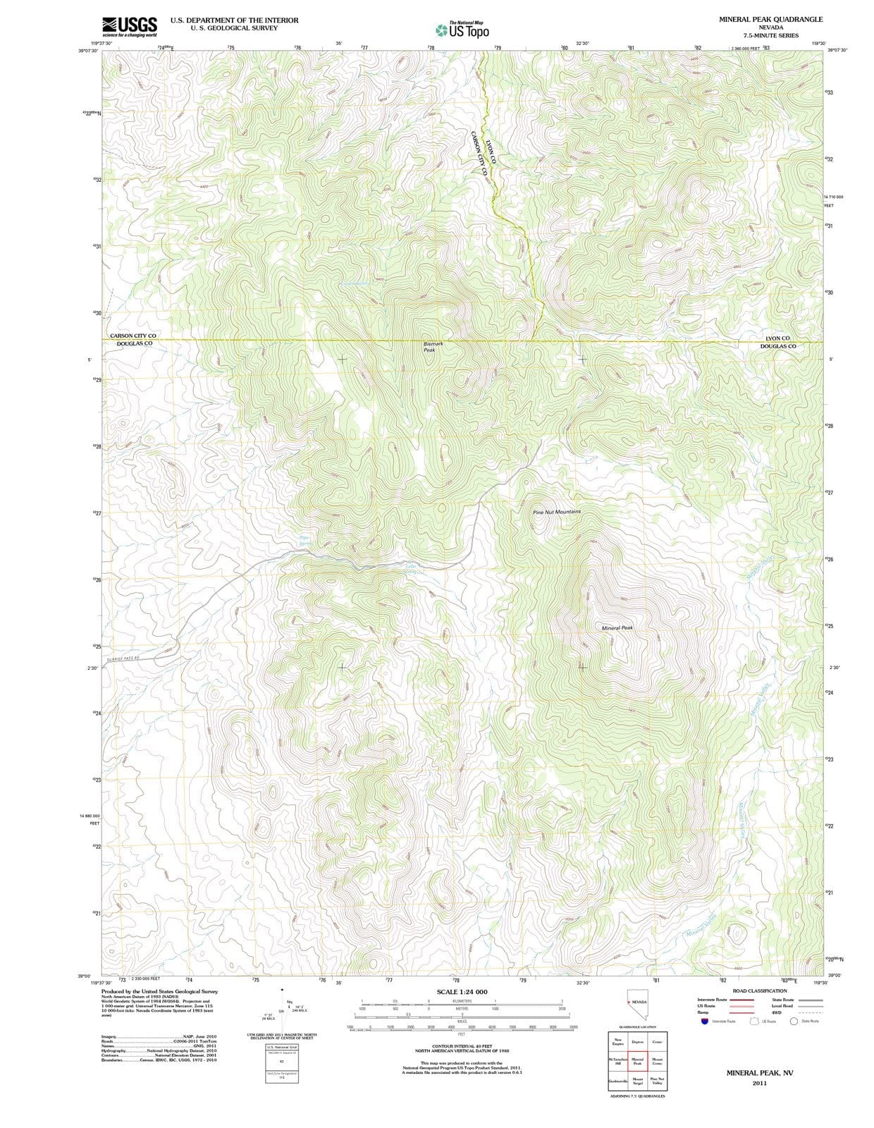 2011 Mineral Peak, NV - Nevada - USGS Topographic Map