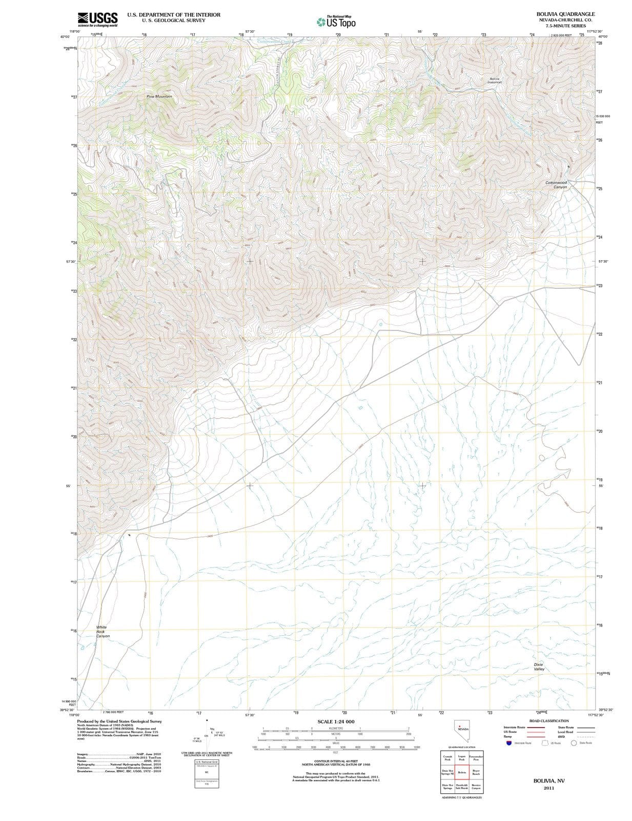 2011 Bolivia, NV - Nevada - USGS Topographic Map