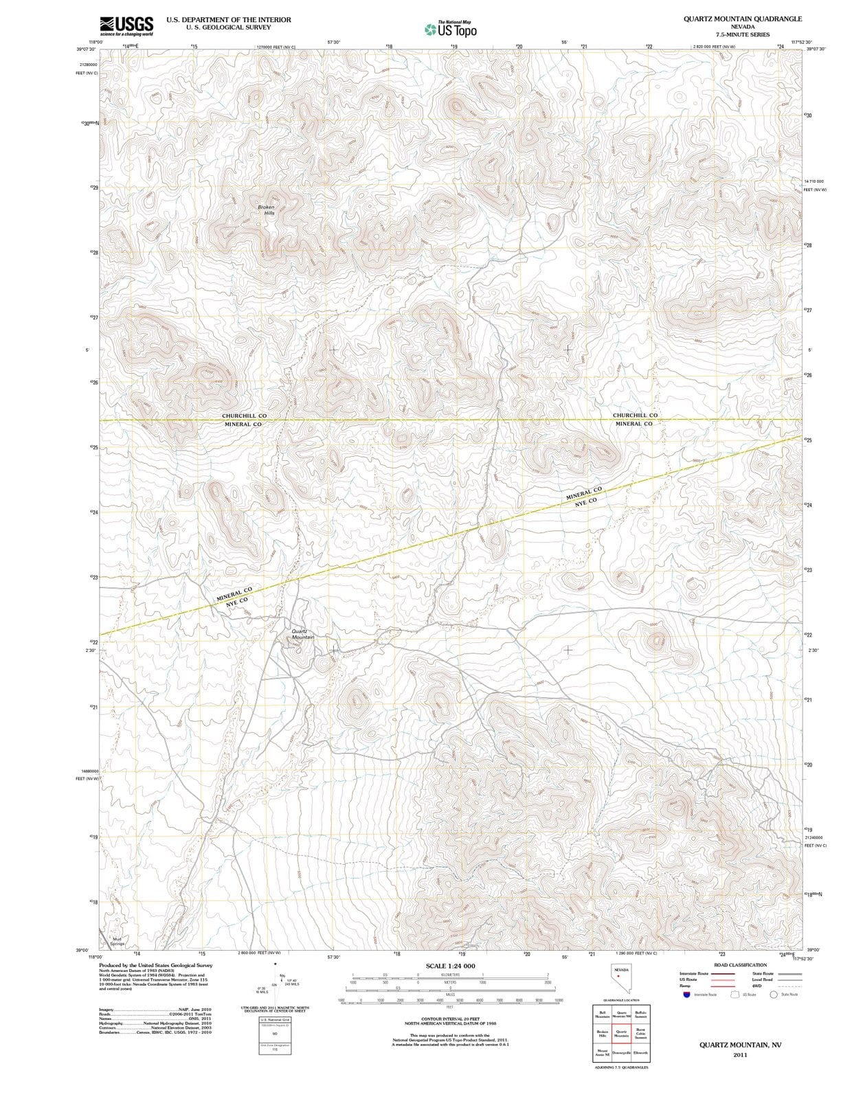 2011 Quartz Mountain, NV - Nevada - USGS Topographic Map