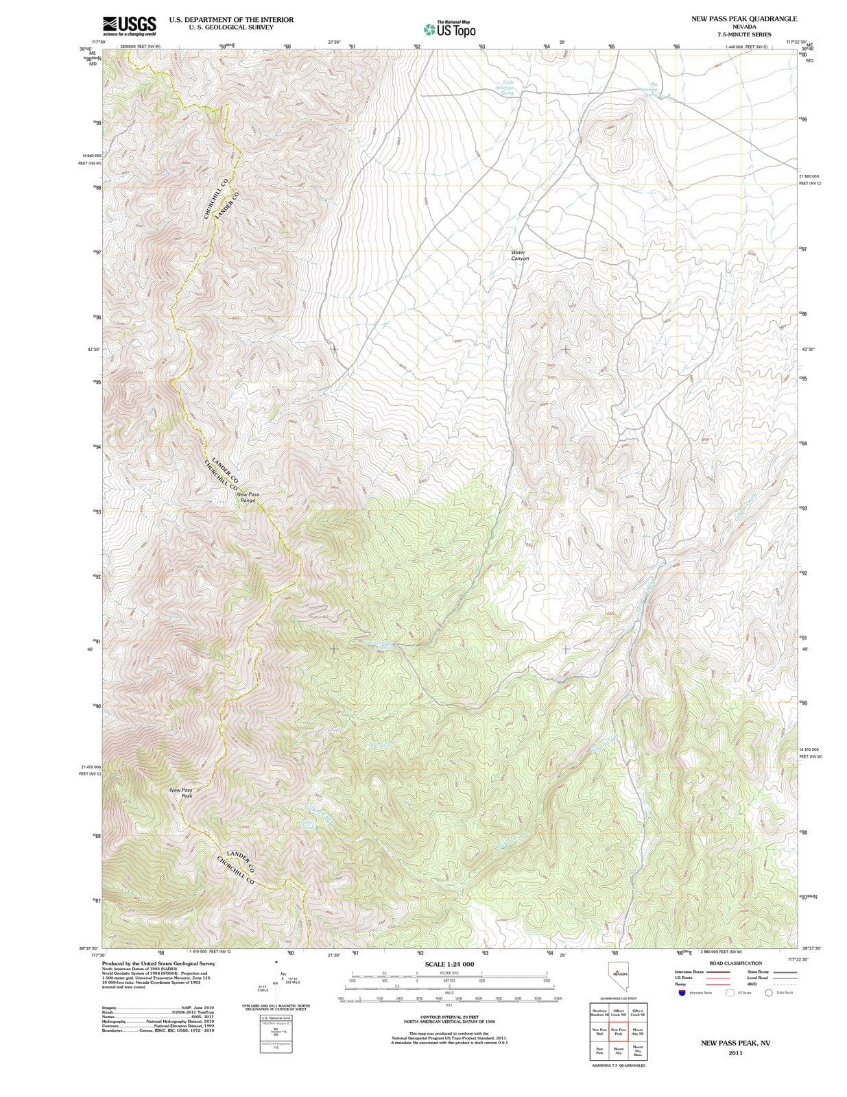 2011 New Pass Peak, NV - Nevada - USGS Topographic Map