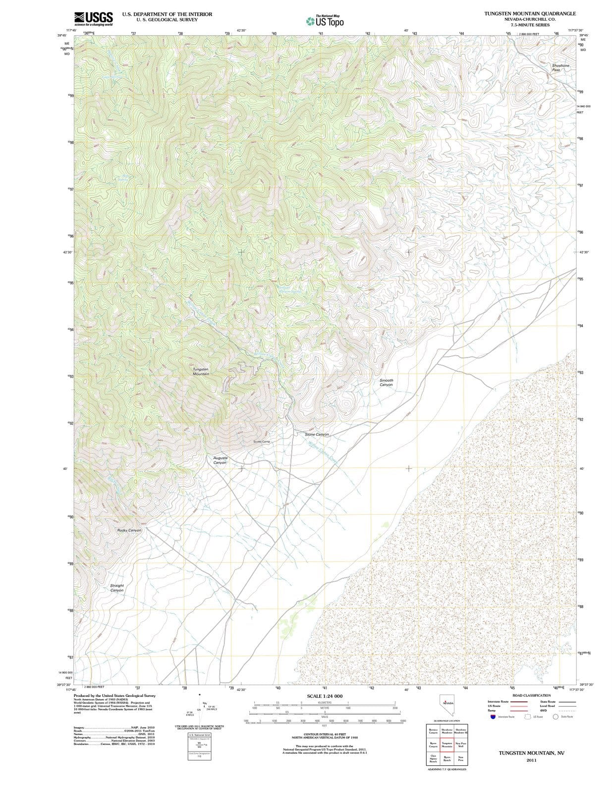 2011 Tungsten Mountain, NV - Nevada - USGS Topographic Map