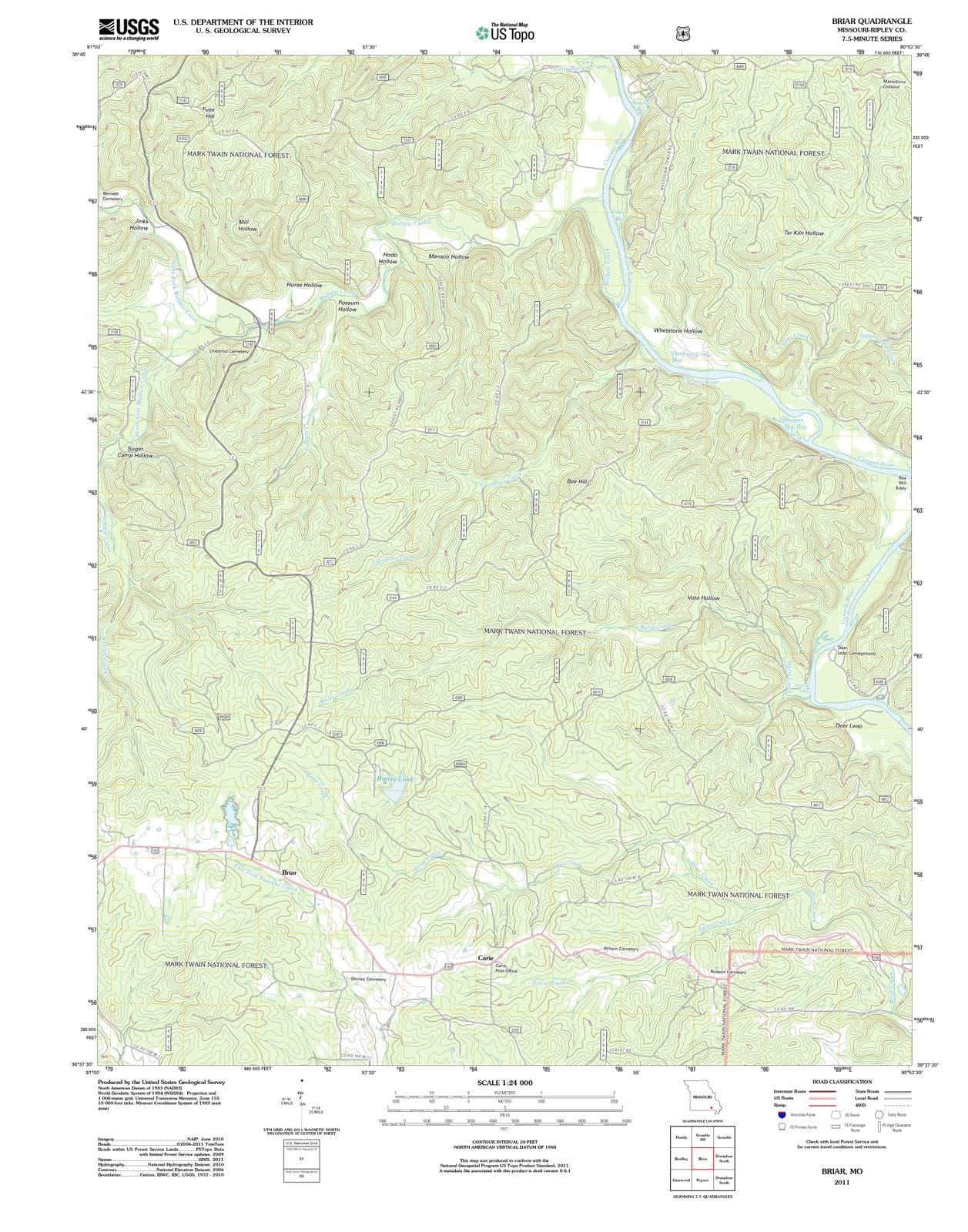 2011 Briar, MO - Missouri - USGS Topographic Map